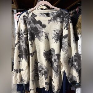 Talbots Cashmere Sweater in Cream and Gray